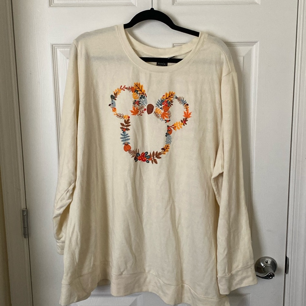 Disney Minnie Mouse Cream Autumn Fall Crewneck Lightweight Sweatshirt Size 26/28